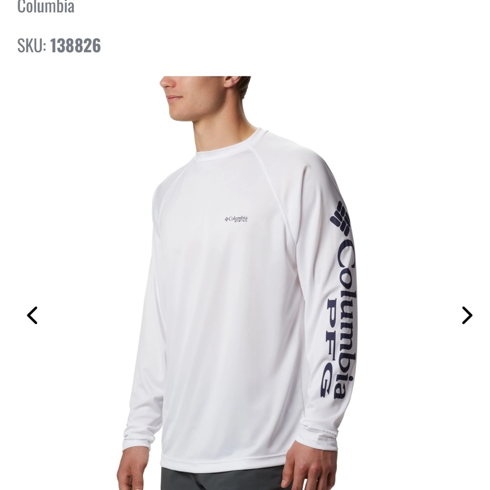 NWT men’s size 2x Columbia Men's White Long Sleeve Tee